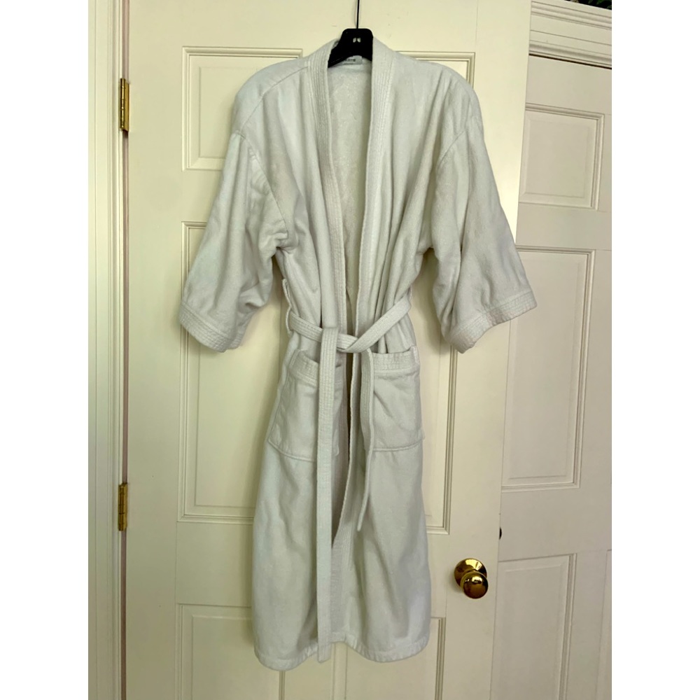 White terry cloth bathrobe